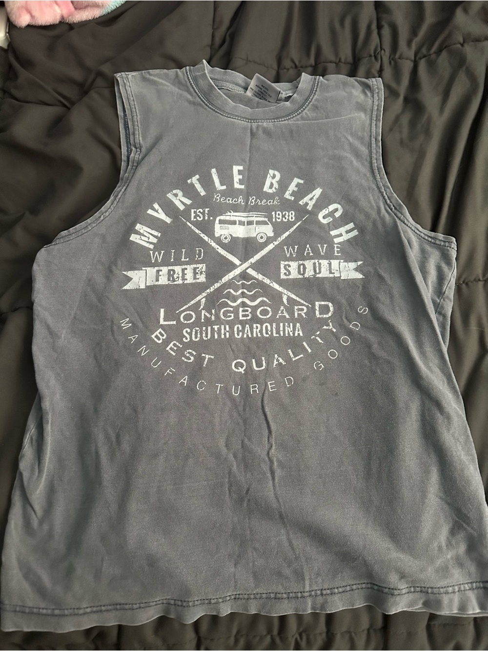 Myrtle Beach Longboard Graphic Tank - Washed Blue